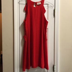Everly Red Ruffle-Back Dress